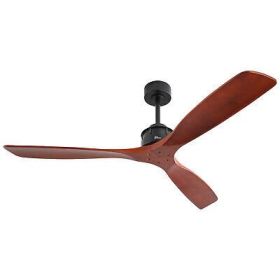 Elegant Ceiling Fan with Remote Control,3 Mahogany Solid Wood Blades,60 Inches