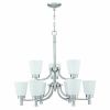9-Light Brushed Nickle Finish Chandelier Tiered with Shade
