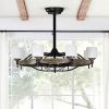 [Video]Matte Black Ceiling Fans With Remote Control 8 lights, DC Motor, 3 ABS