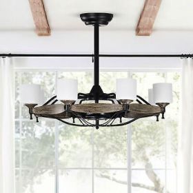 [Video]Matte Black Ceiling Fans With Remote Control 8 lights, DC Motor, 3 ABS