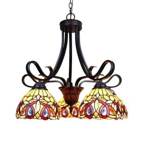 SERENITY Victorian Tiffany-Style Dark Bronze 5 Light Large Chandelier 25" Wide
