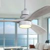 52 Inch Ceiling Fan Light With 6 Speed Remote Silver 3 Wood Blade Reversible DC