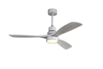52 Inch Ceiling Fan Light With 6 Speed Remote Silver 3 Wood Blade Reversible DC
