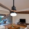 Ceiling Fan With Lights 3 Carved Wood Blade Noiseless Reversible Motor Remote