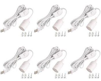 Simple Deluxe 6-Pack 15 Feet Extension Hanging Lantern Light Lamp Cord Cable
