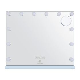 Makeup Mirror with 3 Colors Lights 12 Dimmable LED Bulbs Bluetooth Detachable 5X Magnification Tabletop Mirror with Smart Touch Control