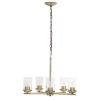 Modern 5-Light 20.5" Clear Glass and Metal Hanging Pendant Chandelier, Brass