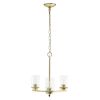 Modern 3-Light 15" Clear Glass and Metal Hanging Pendant Chandelier, Gold