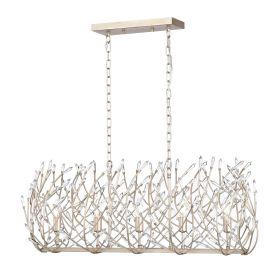Transitional Crystal Chandelier Ceiling Light 5 lights ; silver Pendant light Fixture for dining room; kitchen island; office; hotel; living room; Dim