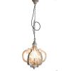 Antiqued Wood And Metal Chandelier, White