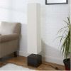 Rice paper floor lamp with dark wood base; bulb and paper shade