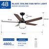 48 In Intergrated LED Ceiling Fan Lighting with Brown Wood Grain ABS Blade