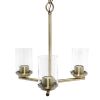 Modern 3-Light 15" Clear Glass and Metal Hanging Pendant Chandelier, Brass