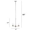 Modern 3-Light 15" Clear Glass and Metal Hanging Pendant Chandelier, Nickel