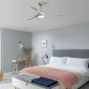 52 Inch Brushed Nickel Ceiling Fan Light With 6 Speed Remote Energy-saving DC
