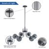 Modern American style chandelier-black iron-glass lampshade -6 bulbs