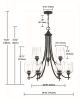 9-Light Matte Black Classic Chandelier With Glass Shades