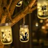 1pc, Outdoor Waterproof Fairy Solar Mason Jar Light, DIY Frosted Glass Jar Elf Decorative Light, Luminous Night Light, Flower Fairy Decorative Bottle