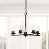 Modern 5-Light 20.5" Clear Glass and Metal Hanging Pendant Chandelier, Bronze