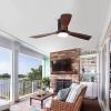 Semi Flush Ceiling Fan with Integrated LED Light in Solid Wood Blade