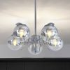 Modern American chandelier-silver iron glass lampshade -6 bulbs -E26 lamp holder