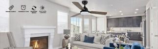 Simple Deluxe 44-inch Ceiling Fan with LED Light and Remote Control, 6-Speed
