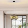 Modern Oblate Black Crystal Chandelier Fixture, Ceiling Pendant light for Living