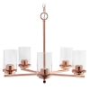 Modern 5-Light 20.5" Clear Glass and Metal Hanging Pendant Chandelier, Rose Gold