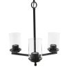 Modern 3-Light 15" Clear Glass and Metal Hanging Pendant Chandelier, Bronze