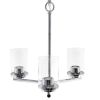 Modern 3-Light 15" Clear Glass and Metal Hanging Pendant Chandelier, Chrome