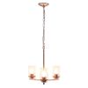 Modern 3-Light 15" Clear Glass and Metal Hanging Pendant Chandelier, Rose Gold