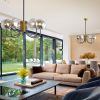 Modern American chandelier-black gold iron glass lampshade -10 bulbs -G9 lamp holder