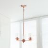 Modern 3-Light 15" Clear Glass and Metal Hanging Pendant Chandelier, Rose Gold