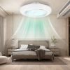 17.71in LED Ceiling Fan with Light Round Pendant Fan Lamp Low Profile Fan Light with 6 Fan Speed 3 Colors Remote Control APP Control Timer Function
