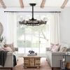 [Video]Matte Black Ceiling Fans With Remote Control 8 lights, DC Motor, 3 ABS