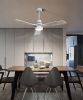 52 Inch Ceiling Fan Light With 6 Speed Remote Silver 3 Wood Blade Reversible DC