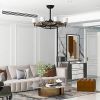 [Video]Matte Black Ceiling Fans With Remote Control 8 lights, DC Motor, 3 ABS