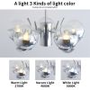 Modern American chandelier-silver iron glass lampshade -6 bulbs -E26 lamp holder