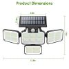 216 LEDs Solar Outdoor Light Motion Sensor Security Flood Lamp Wall Wireless Solar Lamp with 3 Adjustable Heads IP65 Waterproof for Garden Patio Garag