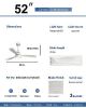 52 Inch Ceiling Fan Light With 6 Speed Remote Silver 3 Wood Blade Reversible DC