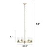 Modern 5-Light 20.5" Clear Glass and Metal Hanging Pendant Chandelier, Gold