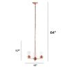 Modern 3-Light 15" Clear Glass and Metal Hanging Pendant Chandelier, Rose Gold