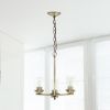 Modern 3-Light 15" Clear Glass and Metal Hanging Pendant Chandelier, Brass