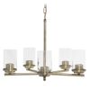 Modern 5-Light 20.5" Clear Glass and Metal Hanging Pendant Chandelier, Brass