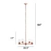 Modern 5-Light 20.5" Clear Glass and Metal Hanging Pendant Chandelier, Rose Gold