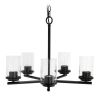 Modern 5-Light 20.5" Clear Glass and Metal Hanging Pendant Chandelier, Bronze