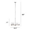 Modern 5-Light 20.5" Clear Glass and Metal Hanging Pendant Chandelier, Nickel