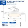 42 in. White Frame Retractable Ceiling Fan with Remote Control