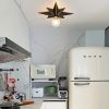 16 inch Flush Mount Ceiling Light, Industrial Black Metal Star Lights