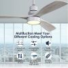 52 Inch Ceiling Fan Light With 6 Speed Remote Silver 3 Wood Blade Reversible DC